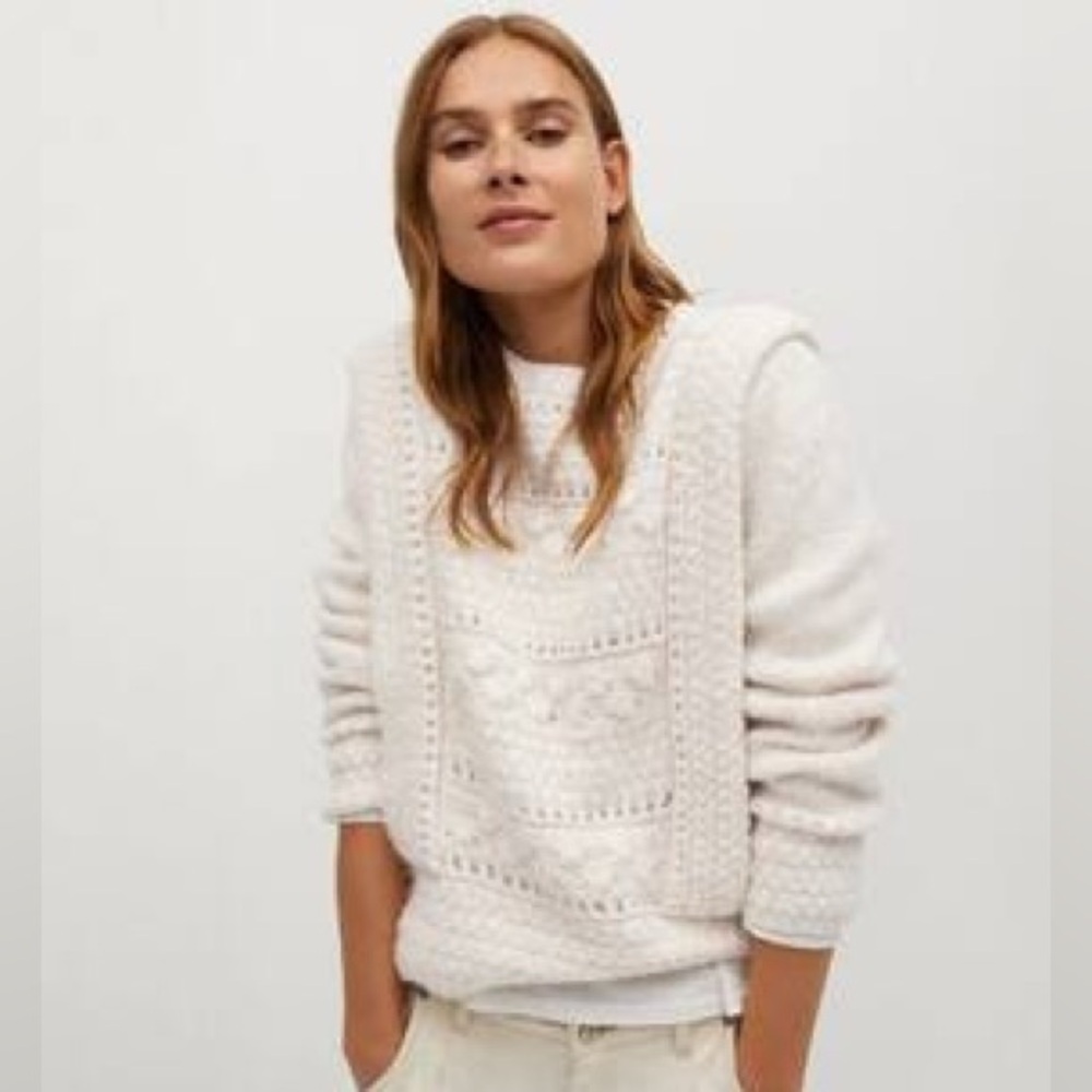 Mango Breis Textured Cream Sweater